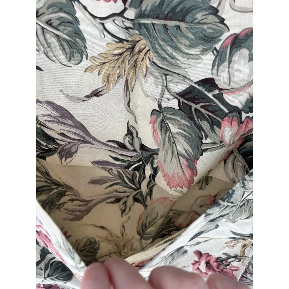 Vtg Dan River Pillow Shams King Floral Cream With Roses Pair Cottagecore